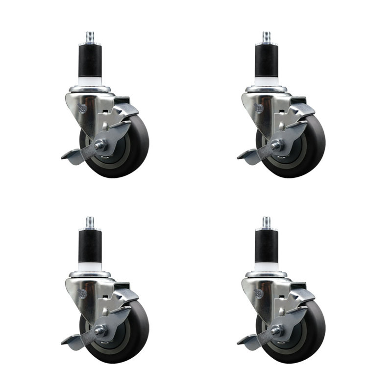Ensemble de roulettes extensibles pivotantes en caoutchouc thermoplastique 3,5 pouces 1-1 / 2 pouces SS SCC