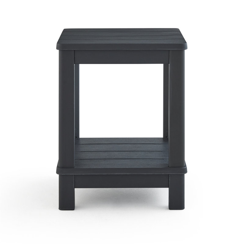 Keter Deluxe Adirondack Side Table Durable Resin Outdoor Double Tier Patio End Table (Choose Color), Graphite