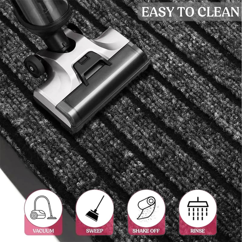 Non-Slip Heavy-Duty Indoor Outdoor PVC Rubber Door Mat, 50cm W x 80cm L, Black