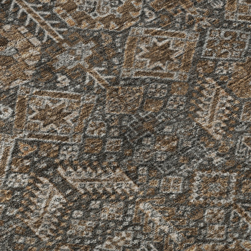 Premium Machine Washable Cerrito AMF574 Chocolate Rug, Rectangle 9' x 12'