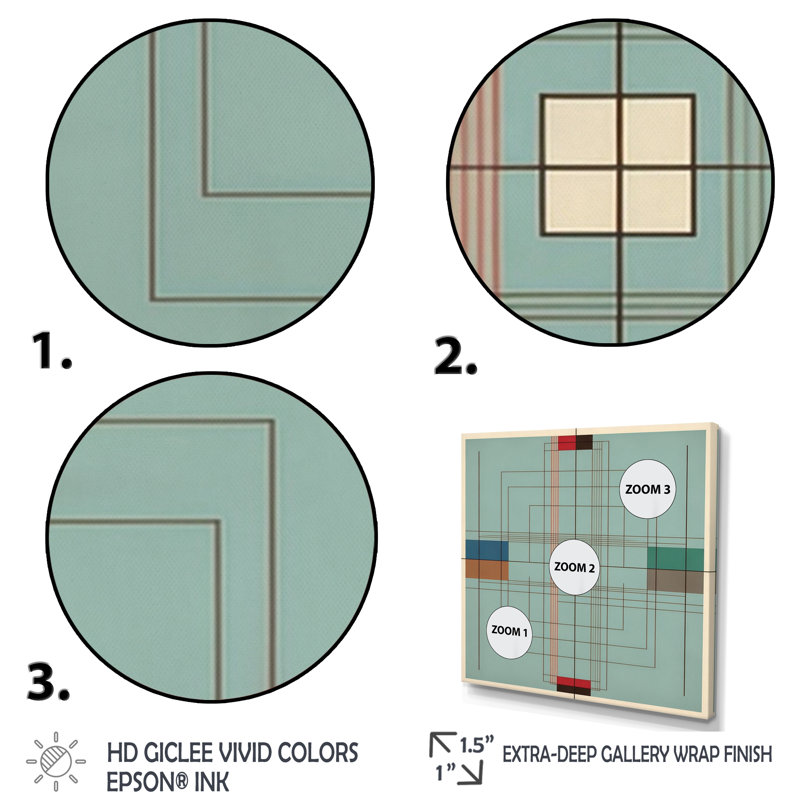 «Vintage Mid-Century Graphics IV», reproduction sur toile 3 pièces, H 28 po x l 36 po x P 1 po, Toile tendue