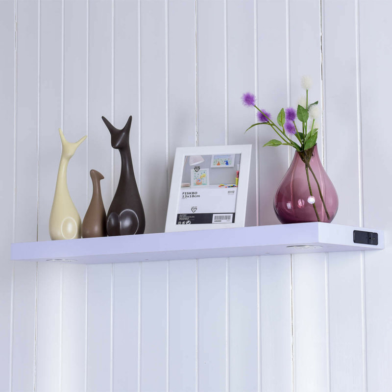 Plastic / Acrylic Floating Shelf, 4cm H x 120cm W x 24cm D, White