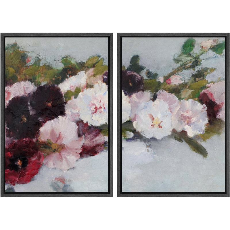 2 pièces, impression romantique romantique floral nature morte pour salon, H 36 po x l 24 po x P 1,5 po, Noir