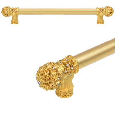 Carpe Diem Hardware 7657-8C Versailles Gilded Mercury Fleur De Lys 22 inches c.c. long pull small finial with Swarovski Crystals with 5/8 smooth center in Gilded Mercury