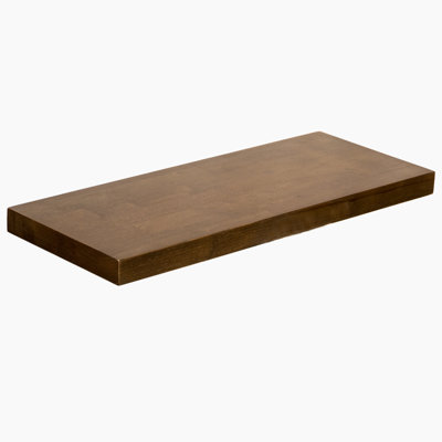 48 in. x 12 in. UV Finished Walnut Stained Rubberwood Wall Mounted Shelf