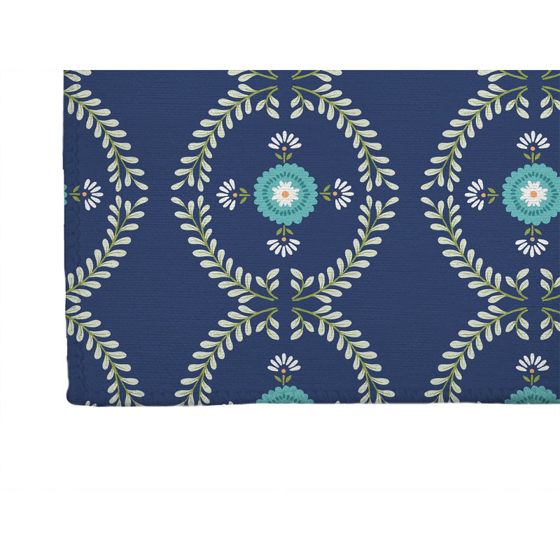 Tapis de cuisine antidérapant Bree, Marine, Rectangulaire 2 pi x 3 pi