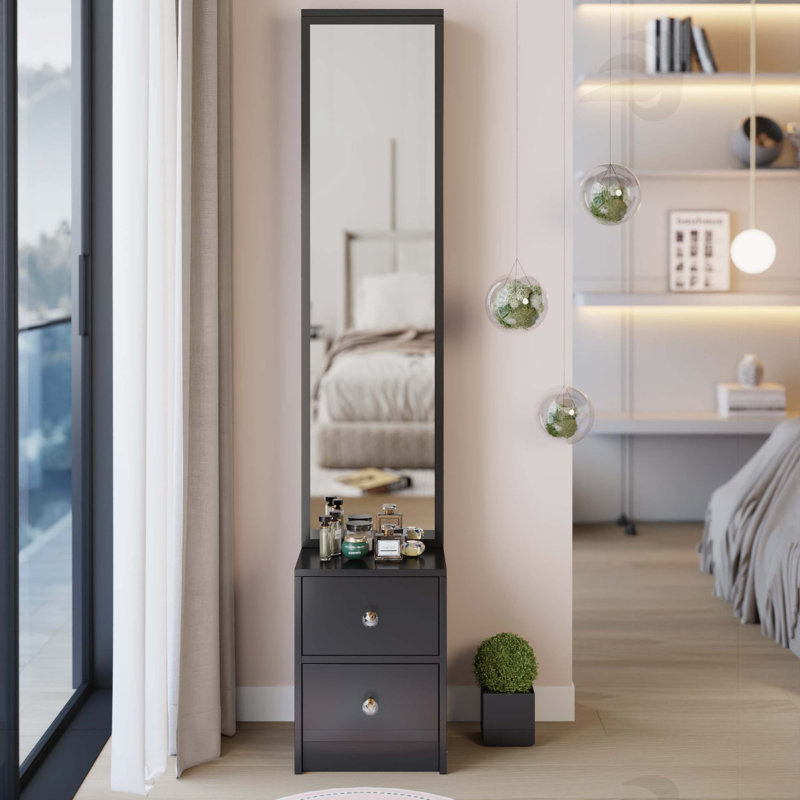 Simple Stylish Full Body Dressing Mirror Cabinet with Extra Large Mirror and Multi-Layer Storage, Ideal for Modern Homes and Vanities.