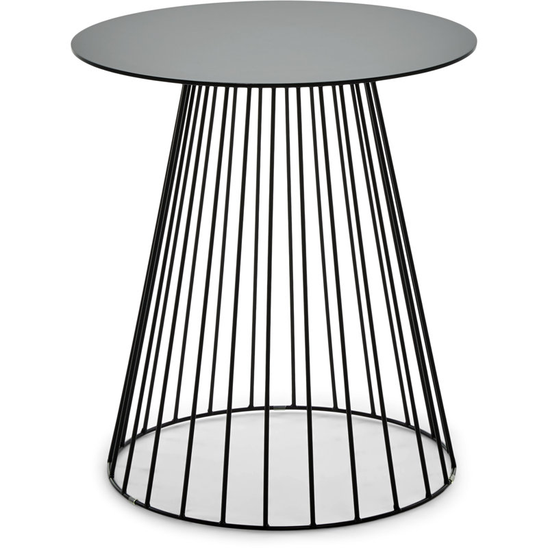 Black Metal Round Geometric Side Table, 17.75"