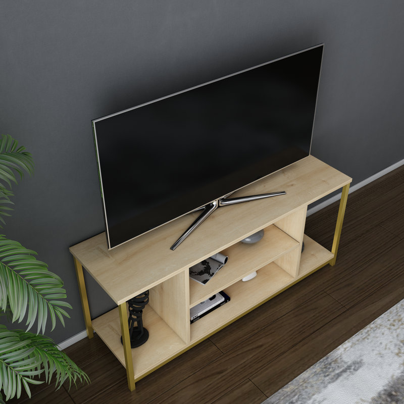 Rina TV Stand for TVs up to 50", Gold/Oak