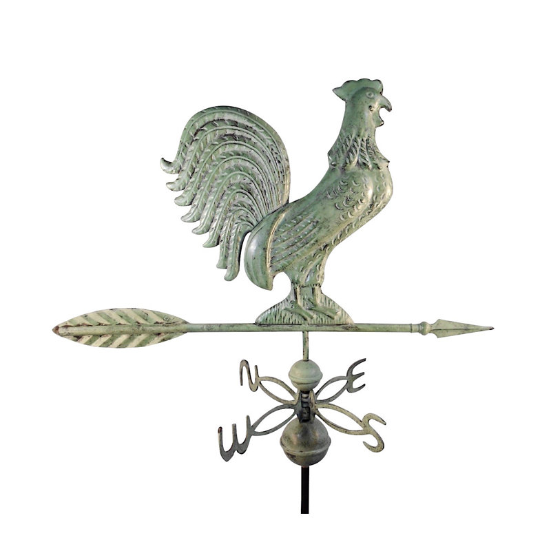 Girouette coq avec toit Bartman, H 29 po x l 14 po x P 25 po, Vert-de-gris