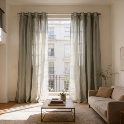 Rideaux semi-transparents avec œillets 