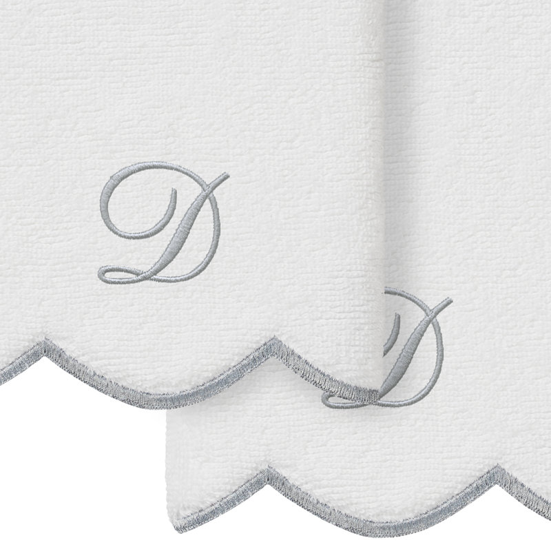  Ensemble de serviettes 100% coton turque ADORNIA, D, Blanc / Gris, Ensemble de 2 serviettes à doigts