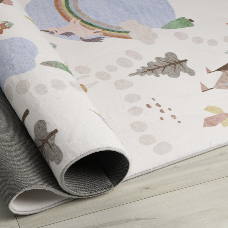 Rectangle Juha Area Rug with Non-Slip Backing, Rectangle 5'3" x 7'7"
