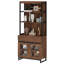 Buffet moderne de 72 po de hauteur avec tiroirs et tablettes ouvertes, armoire de rangement et tablettes de présentation, buffet en bois pour la salle à manger ou la cuisine-817287690