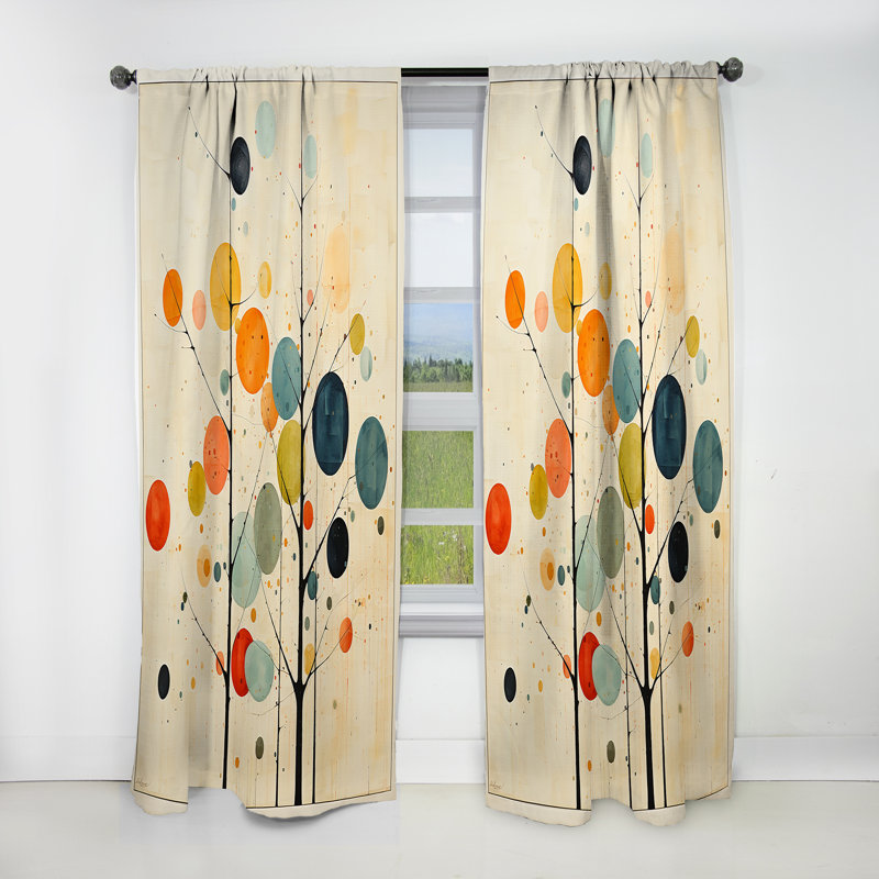 Beige Mid Century Minimalist Masterpiece - Minimalism Blackout Abstract Curtain - 1 Panel, 52" W x 90" L