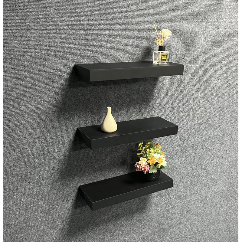 Kurato 3 Piece Floating Shelf, Black