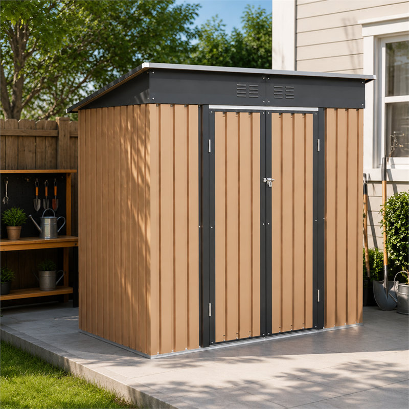 Abri de jardin compact en métal brun