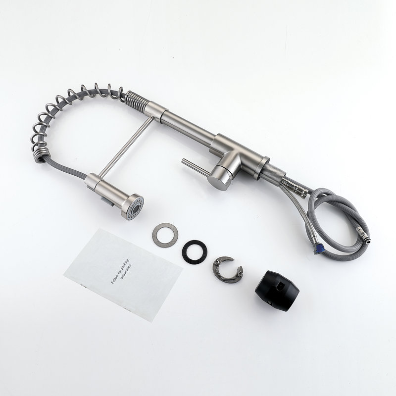 Brushed Nickel Single Handle Pull Down Kitchen Faucet