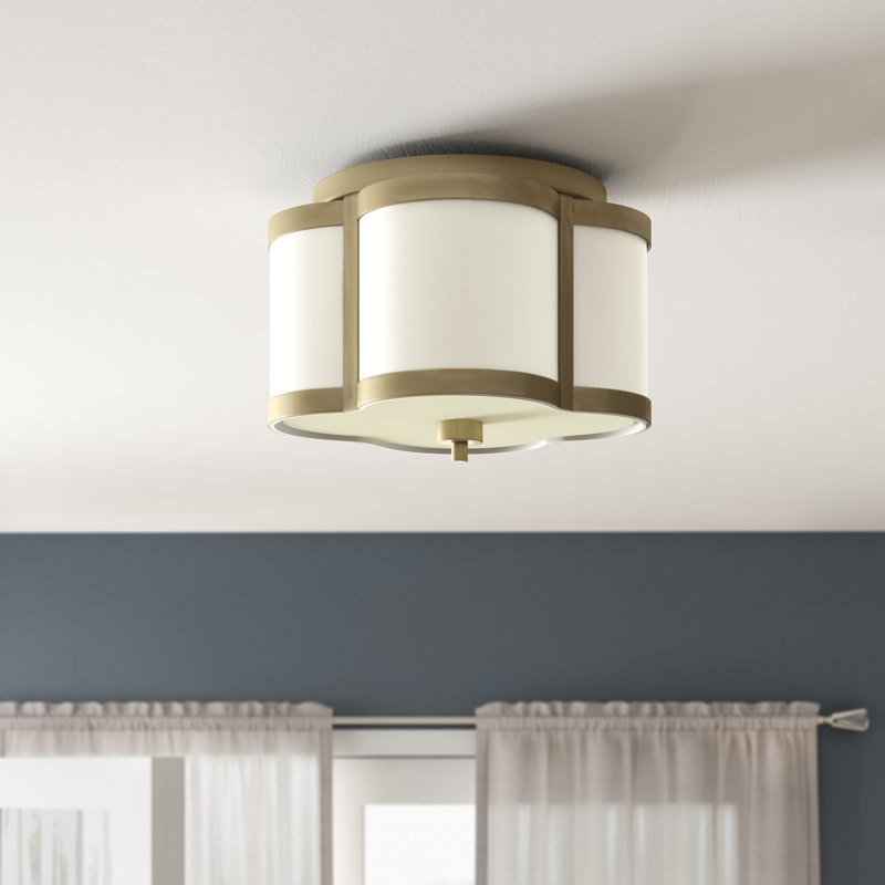 Plafonnier 3 lumières Meridian en laiton naturel, Laiton, H 11,75 po x l 16 po x P 16 po