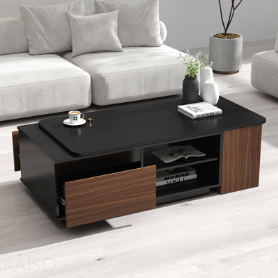 Extendable Rectangle Coffee Table - Storage Drawers, Adjustable - Wood