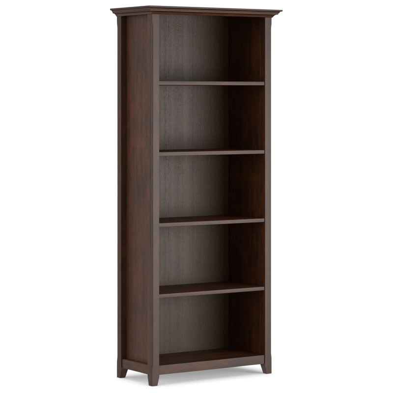 Amherst 30"W Solid Wood 5 Shelf Bookcase with Adjustable Shelves, Russet Brown