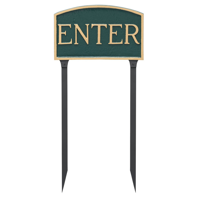 Weather Resistant Metal Garden Sign, Hunter Green/Gold