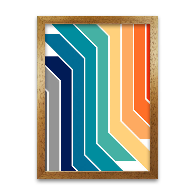 Modern Rainbow Stripes B - Print, 30cm H x 21cm W x 3cm D, Oak Frame