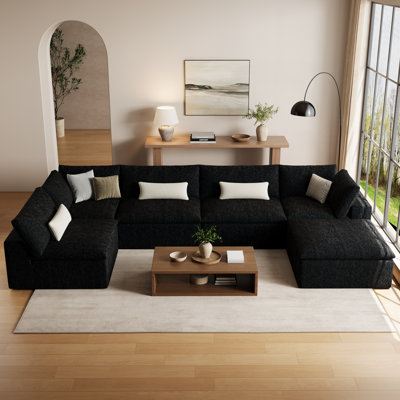 157" Boneless Upholstered Cloud Couch, Morden Modular Sectional Sofa for Living Room