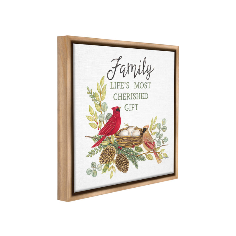 «Family Is Cherished Gift» par Deb Strain sur toile, Cadre flottant orme Montalcino, H 25 po x l 25 po
