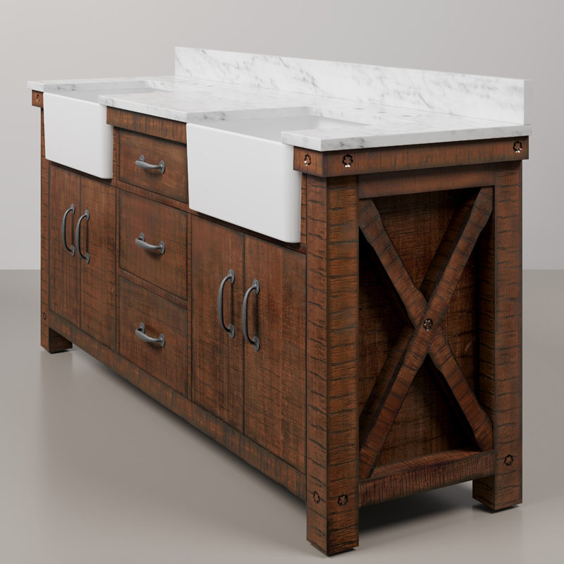 Paisley 72'' W Double Vanity, Rustic Sienna, No