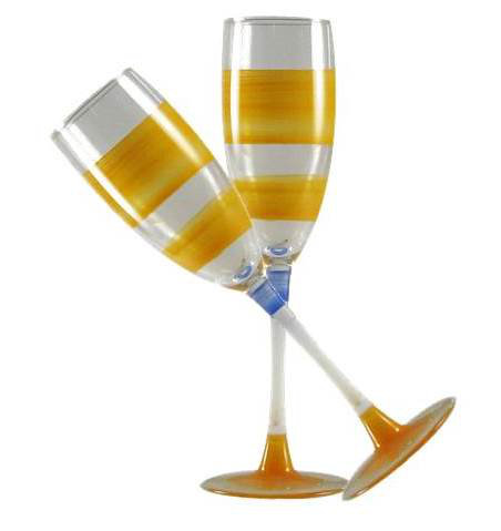 Flûte en verre Cottage Retro Stripe, Orange