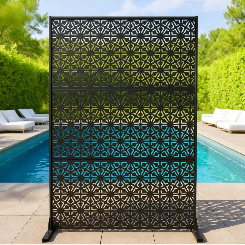 Paravent d'extérieur en métal, panneau de séparation décoratif autoportant 72 "x 47" pour patio, jardin et terrasse