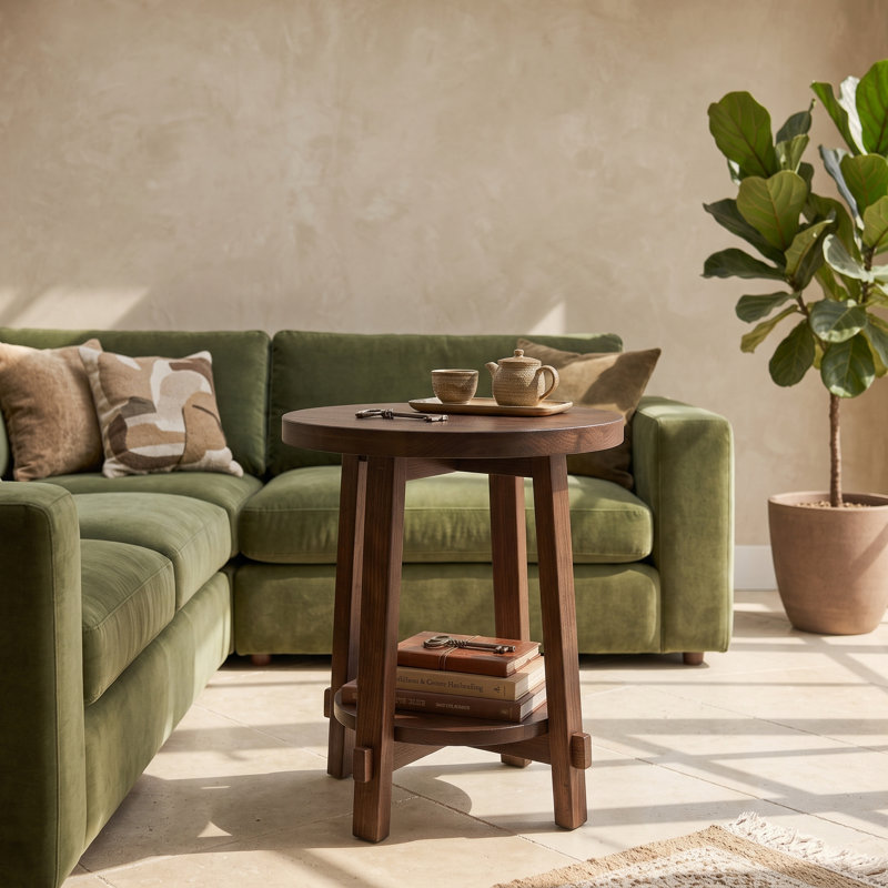 Table d'appoint en bois massif, Marron foncé