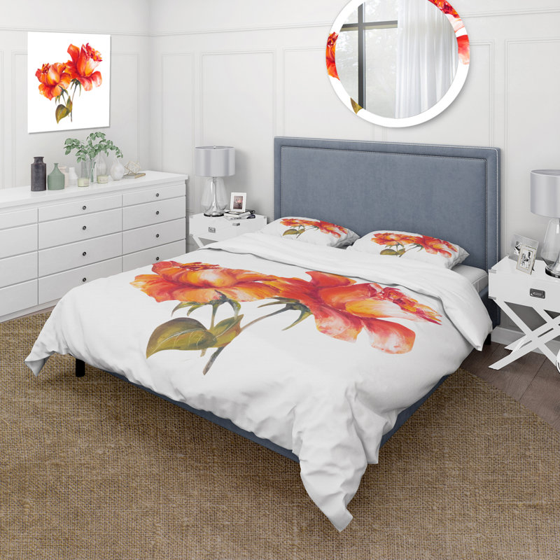 Deux roses rouges - Ensemble de housse de couette traditionnel - Polyester en microfibre