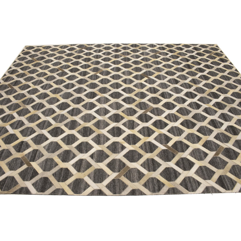 Tapis gris moderne en similicuir 8X10
