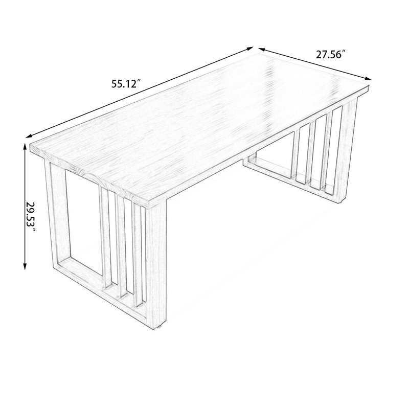 Bureau rectangulaire brun en bois massif, H 29,53 po x l 55,12 po x P 27,56 po
