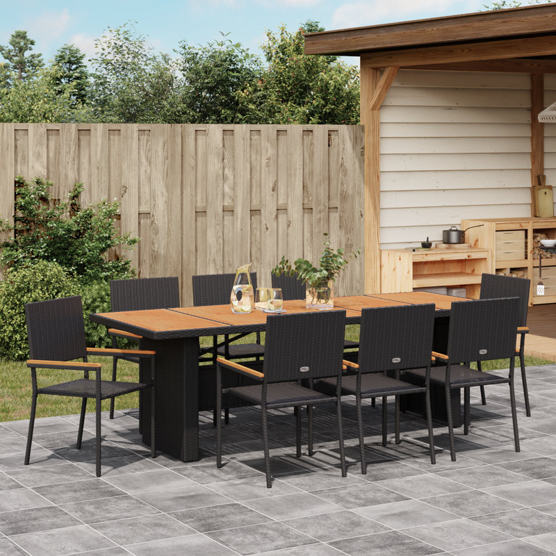 Garden Dining Set, Black
