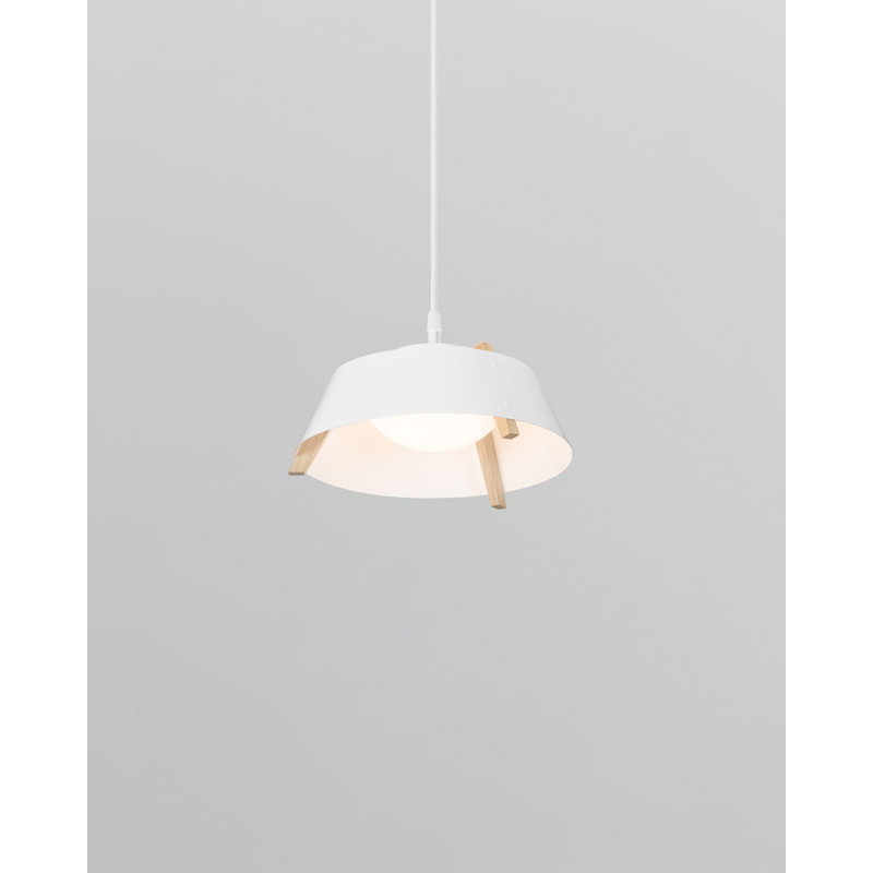 Casia 1 - Light LED Pendant, 8.2" H x 21.5" W x 21.5" D, Gloss White, White Washed Oak
