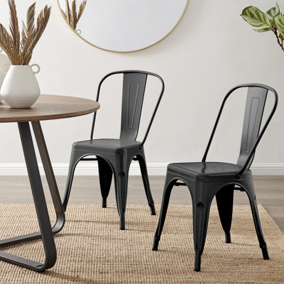 Honora Classic Industrial Metal Dining Chair - Style Bold Colour Stackable Side Chair