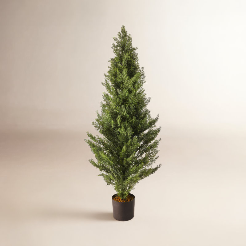 Arborvitae artificiel d'intérieur et d'extérieur en pot, H 48 po x l 24 po x P 24 po