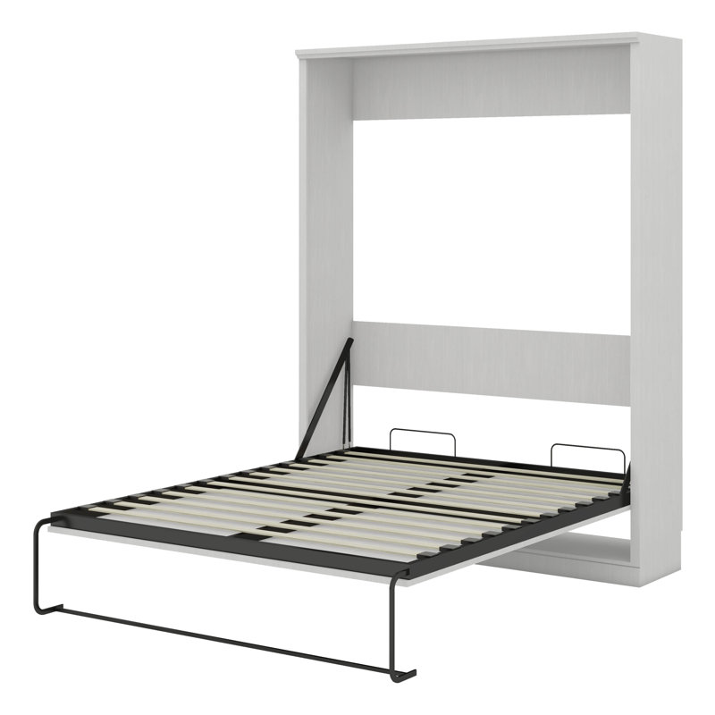 Armoire-lit escamotable à double ouverture et fermeture de taille grand Nickalaus, Rustic White, Queen