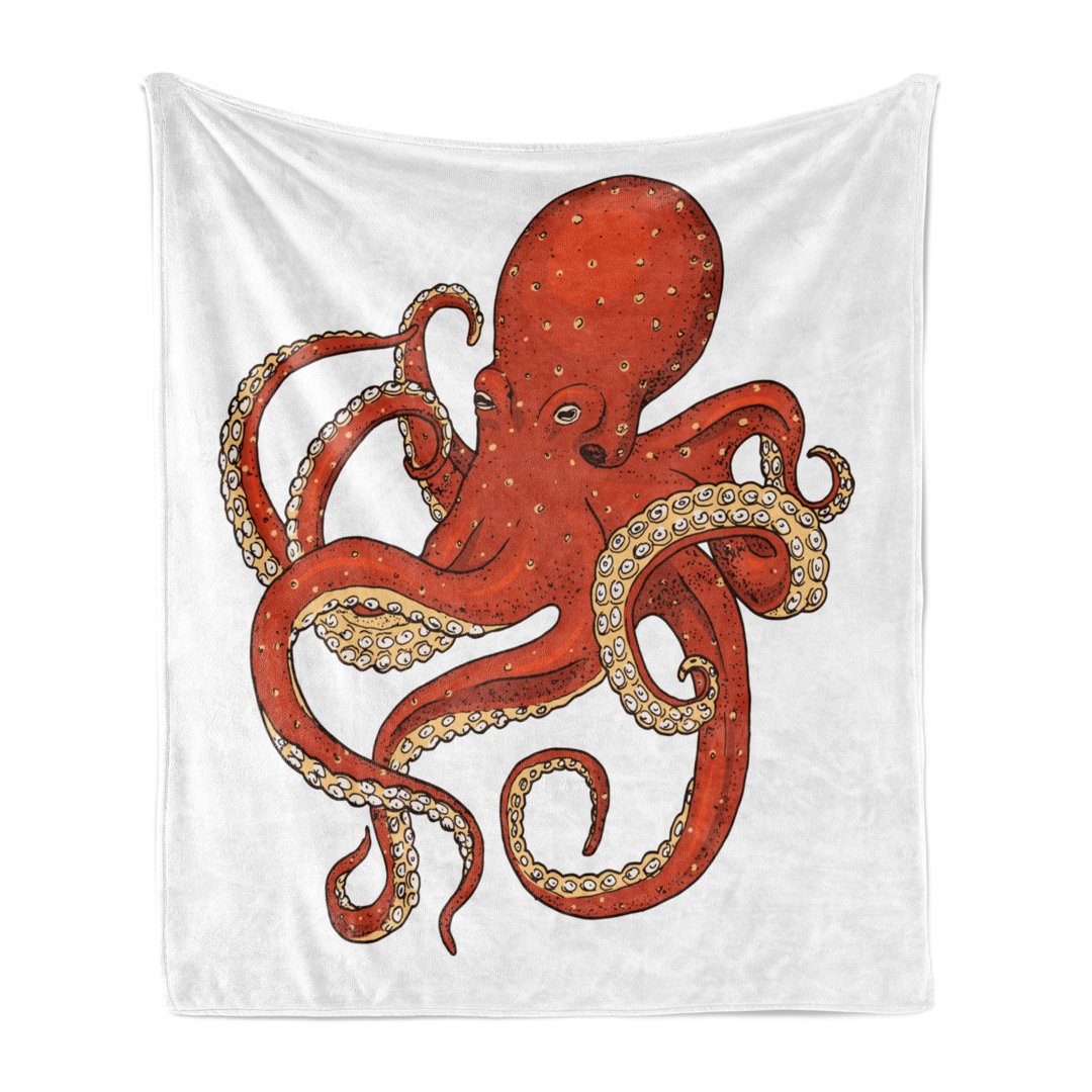 Weich Flanell Fleece Decke, Octopus Drawing, Nautical Tattoo, Zinnoberrot Eierschalenfarben