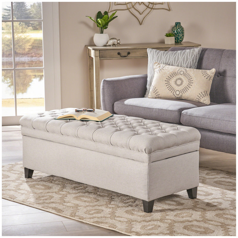 JULIANA STORAGE OTTOMAN, Light Gray