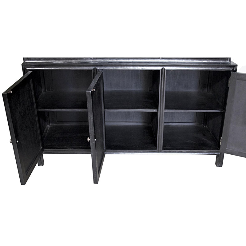 Colonial Solid Wood China Cabinet, Hand Rubbed Black