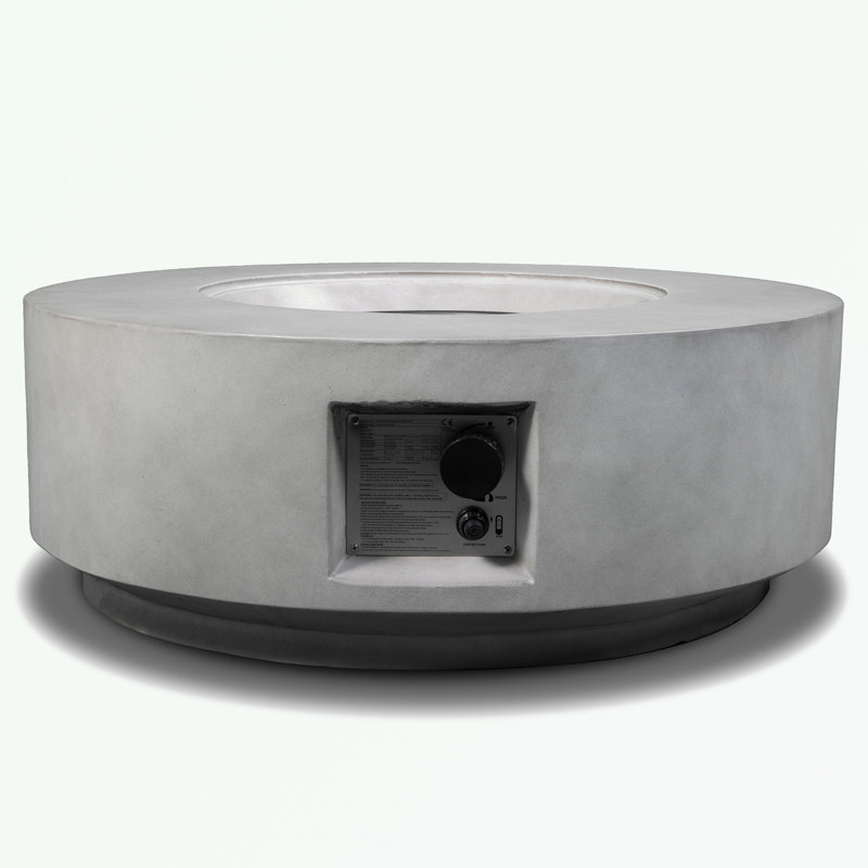 Round Concrete Fire Pit with protective rain cover