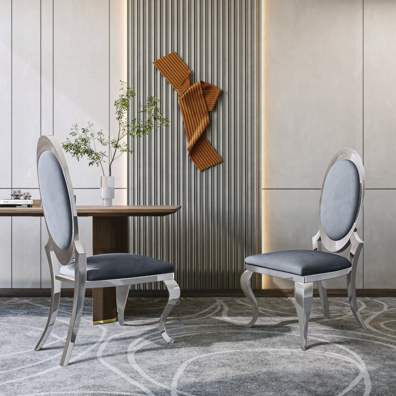 Chaise d'appoint rembourrée en argent Damarae, Argent argent, Gris