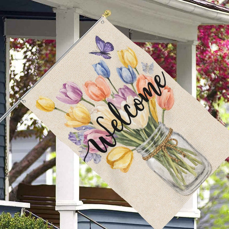 Drapeau papillon Tulip Jar, pour intérieur et extérieur, 35 x 24