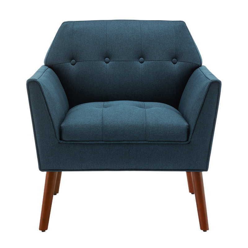Ayna Upholstered Armchair, Dark Blue Fabric Polyester Blend/Cotton Blend