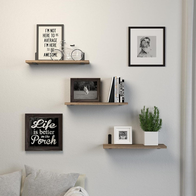 Floating Shelves, 3 Sets Wall Shelves, Wooden Floating Shelves For Wall Décor, Wall Mounted Floating Bathroom Shelf For Storage, Floating Book Shelf For Bedroom, Living Room
