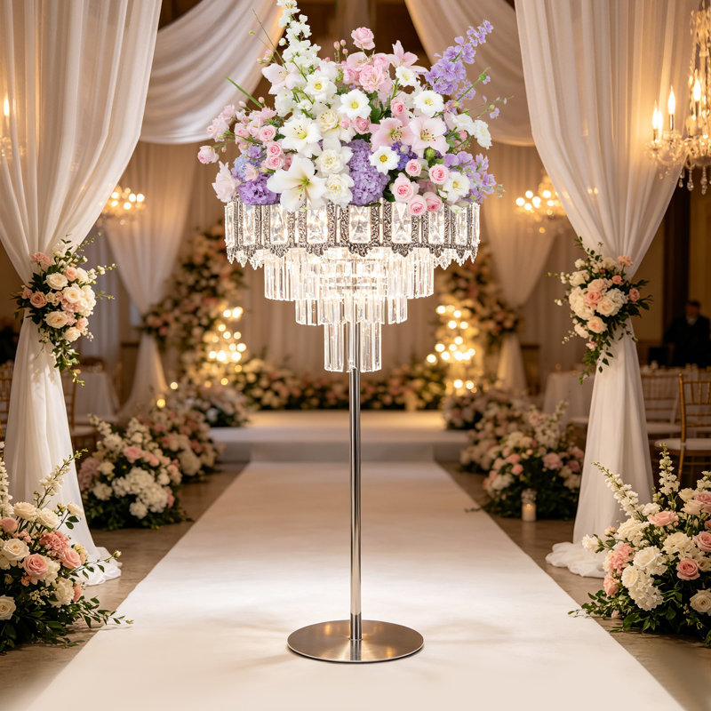 Porte-fleurs pour mariage, centre de table à fleurs pour fête d'anniversaire, décoration de mariage, Argent argent